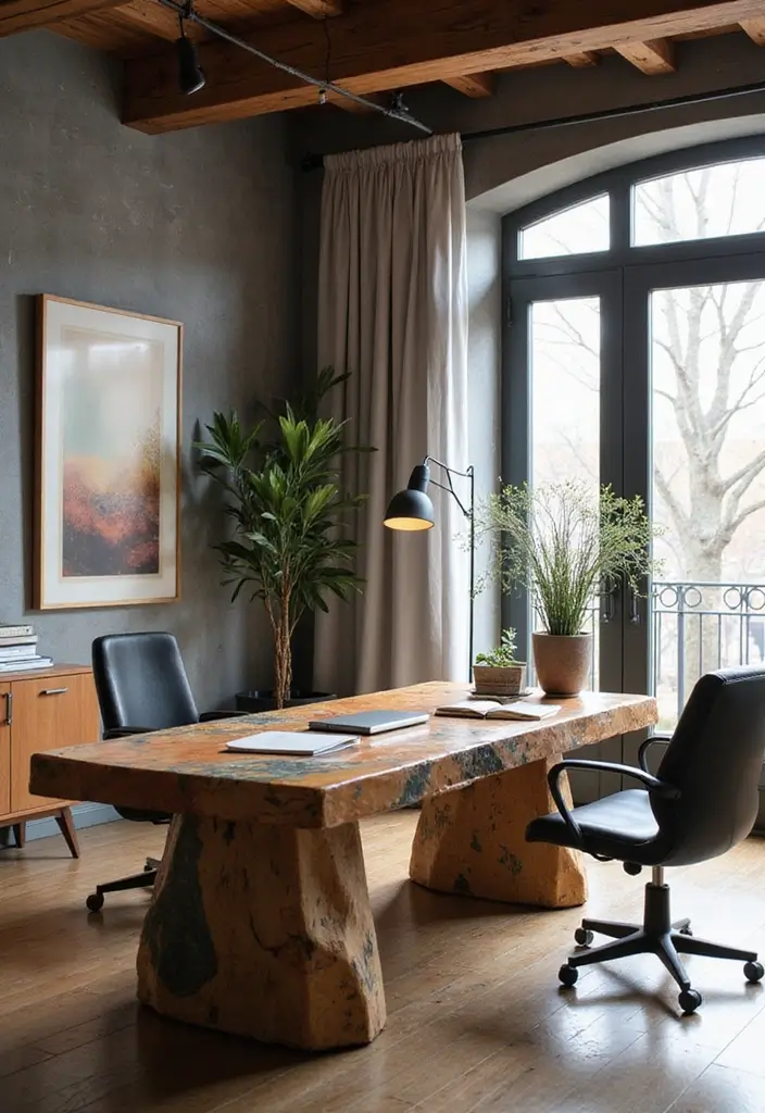 30 Fancy Office Design Ideas That Look Super Expensive - 28. Artistic Desk Design
