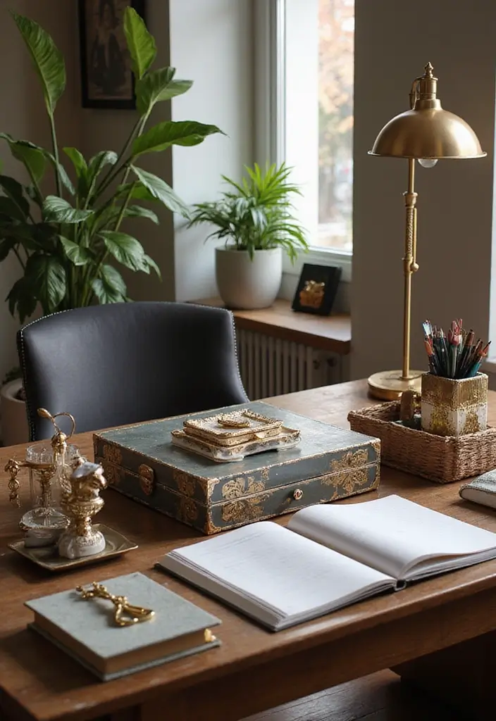 30 Fancy Office Design Ideas That Look Super Expensive - 6. Glamorous Accessories