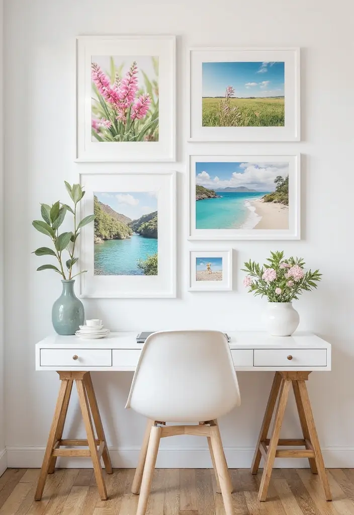 30 Gallery Wall Office Ideas to Instantly Level Up Your Zoom Background - 13. Seasonal Changes