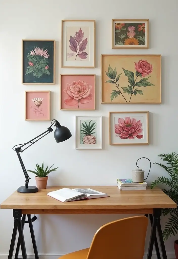 30 Gallery Wall Office Ideas to Instantly Level Up Your Zoom Background - 23. DIY Art Creations