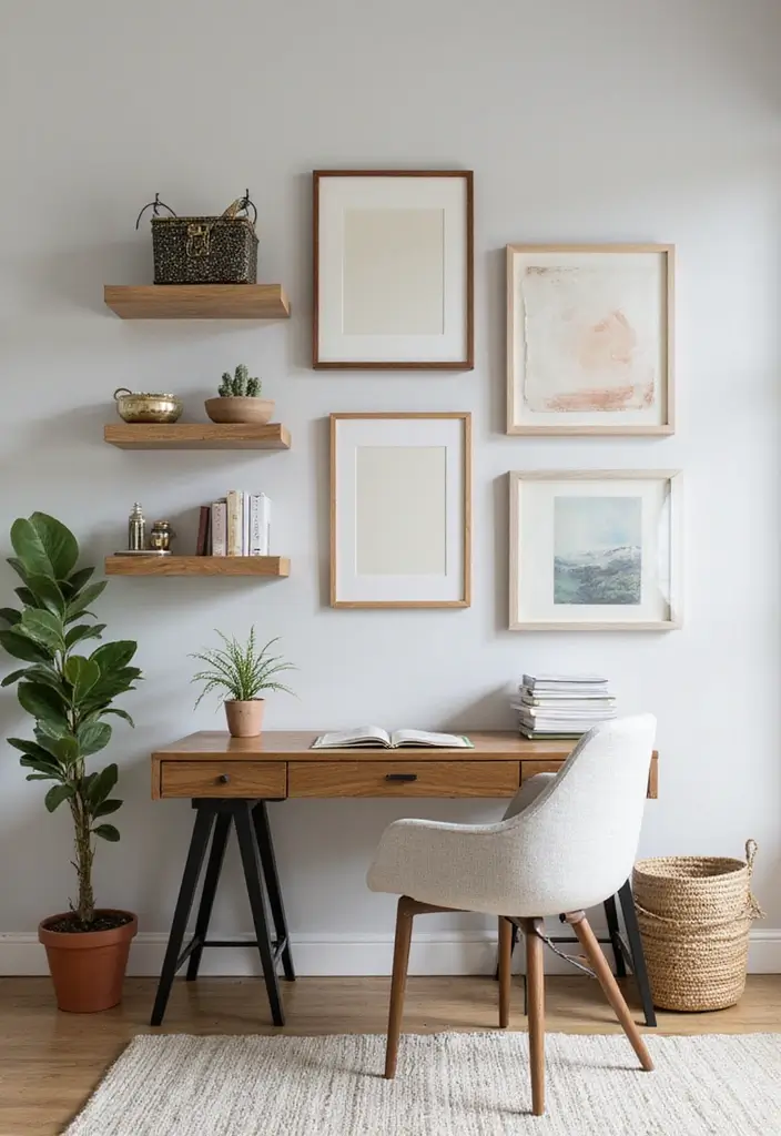 30 Gallery Wall Office Ideas to Instantly Level Up Your Zoom Background - 29. Art Display with Storage