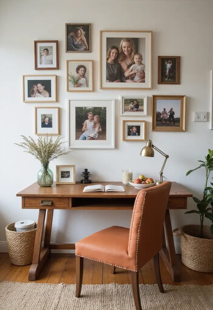 30 Gallery Wall Office Ideas to Instantly Level Up Your Zoom Background - 30. Personal Storytelling