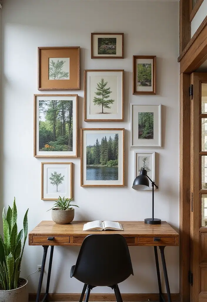 30 Gallery Wall Office Ideas to Instantly Level Up Your Zoom Background - 4. Eclectic Mix of Frames