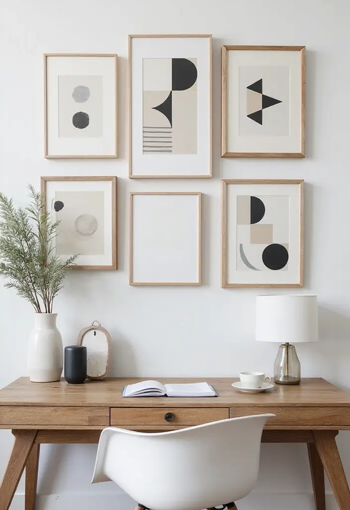 30 Gallery Wall Office Ideas to Instantly Level Up Your Zoom Background - 8. Geometric Shapes and Lines