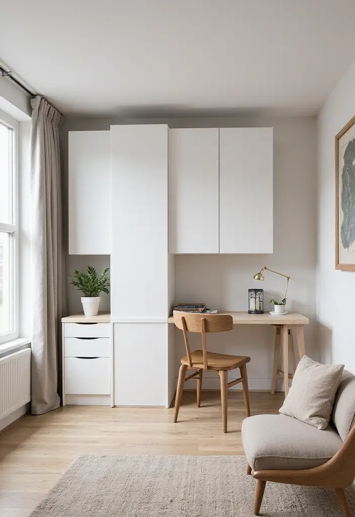 30 Genius Home Office with Murphy Bed Ideas for Small Spaces - 1. The Sleek Scandinavian Retreat
