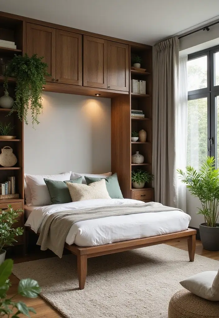 30 Genius Home Office with Murphy Bed Ideas for Small Spaces - 10. Nature-Inspired Office
