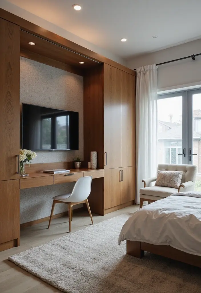 30 Genius Home Office with Murphy Bed Ideas for Small Spaces - 22. Smart Tech Integration