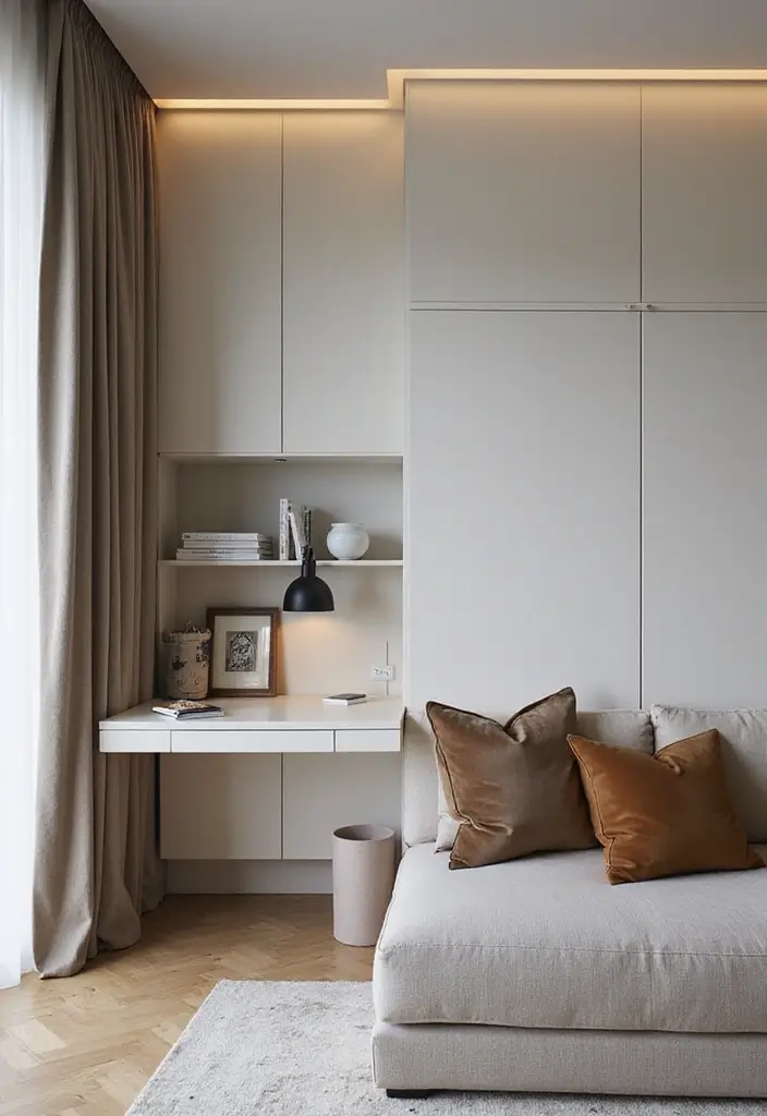30 Genius Home Office with Murphy Bed Ideas for Small Spaces - 30. Elegant Wall-Mounted Solutions