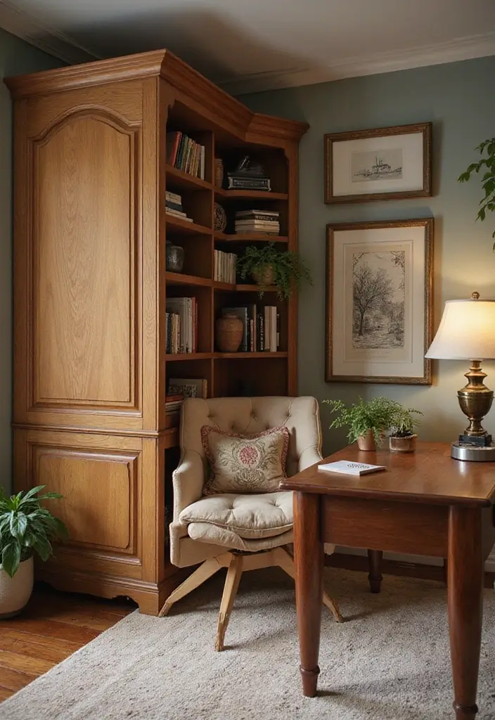 30 Genius Home Office with Murphy Bed Ideas for Small Spaces - 8. Vintage Revival