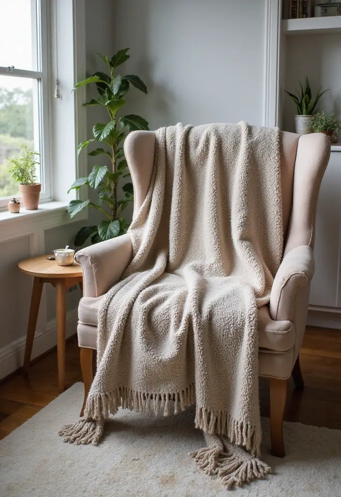 30 Glam Office Ideas with Gold: A Marble and Velvet Dream - 17. Cozy Throw Blankets