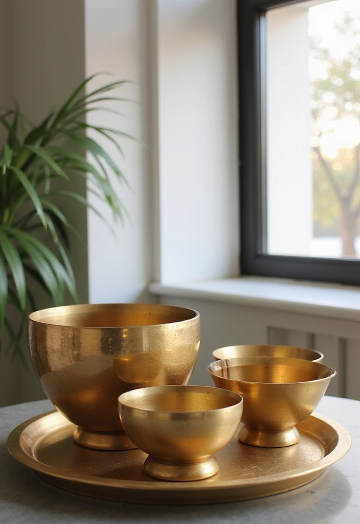 30 Glam Office Ideas with Gold: A Marble and Velvet Dream - 28. Gold Decorative Bowls