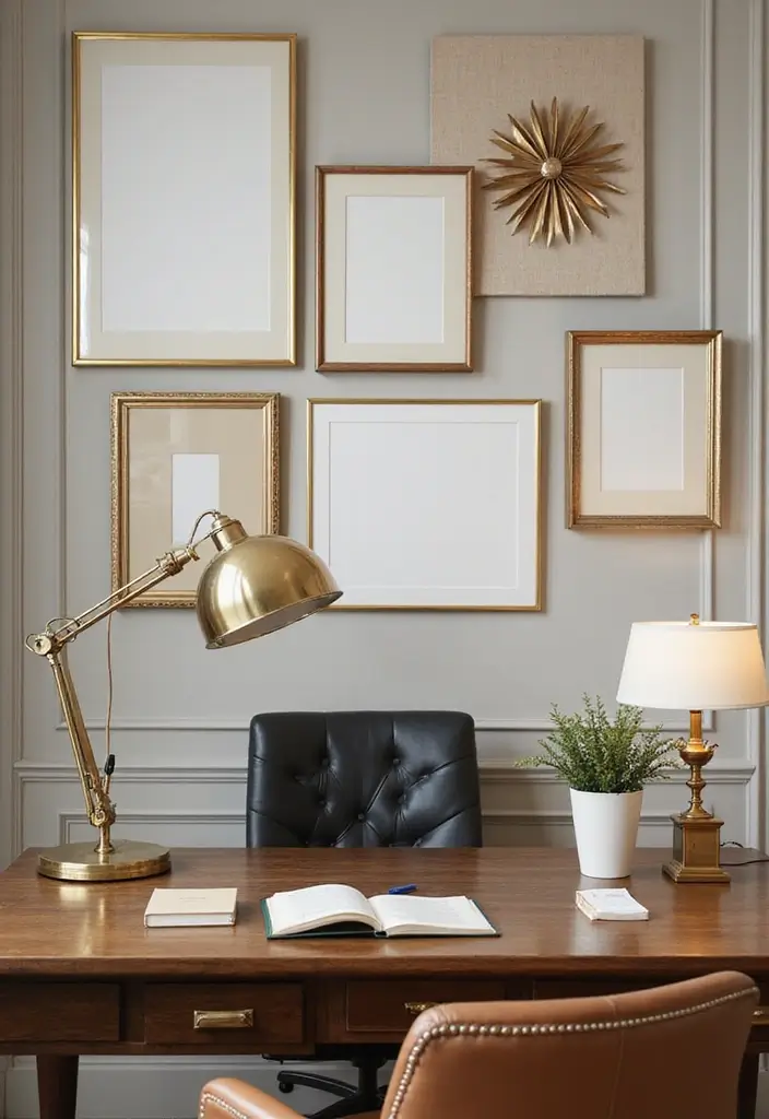 30 Glam Office Ideas with Gold: A Marble and Velvet Dream - 3. Gold Accented Accessories