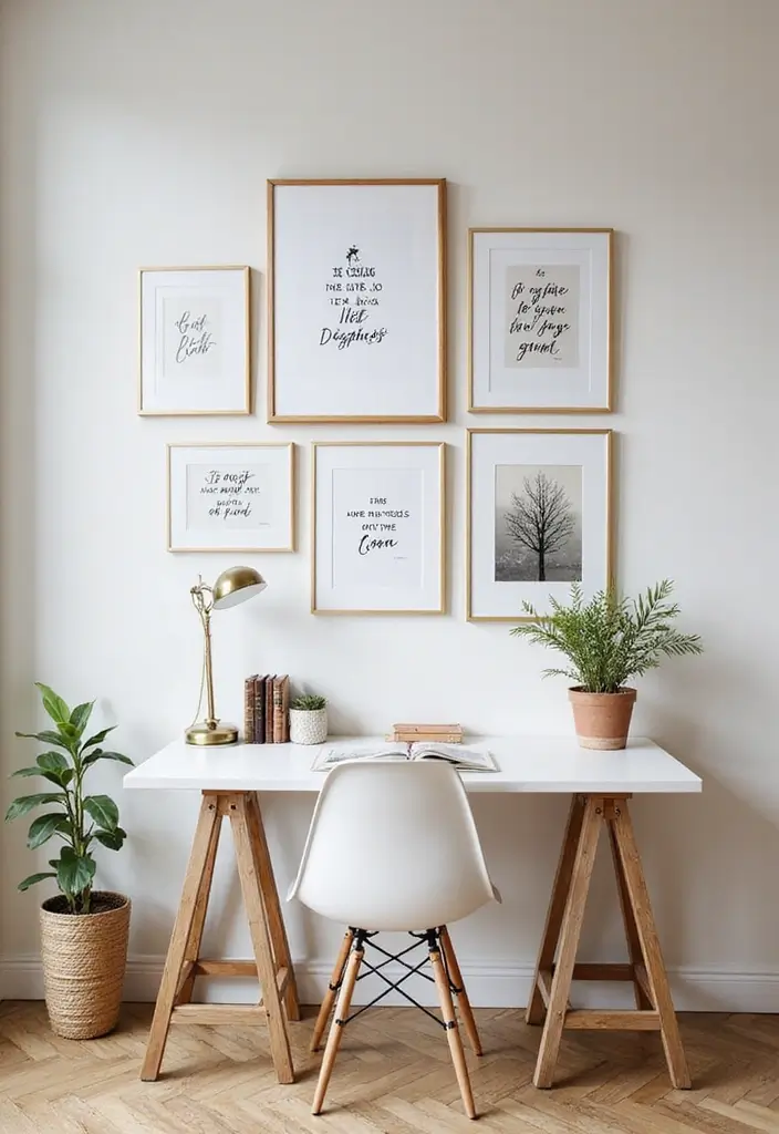 30 Glam Office Ideas with Gold: A Marble and Velvet Dream - 4. Chic Gallery Walls