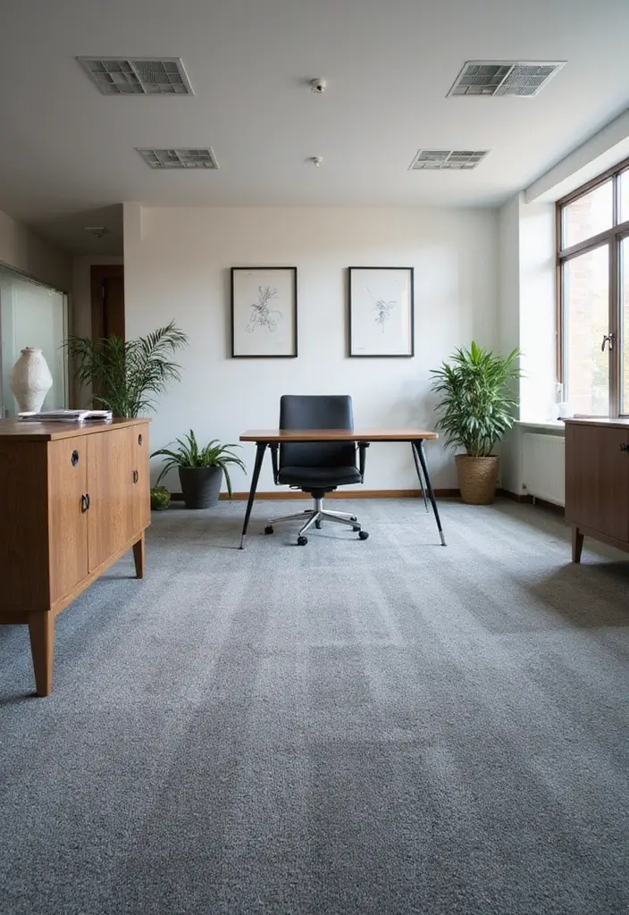 30 Gray Office Ideas That Are Anything but Boring - 14. Gray Carpeting