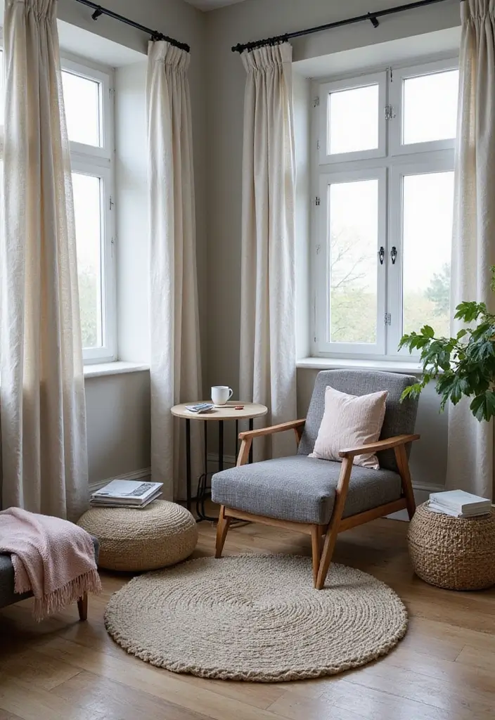 30 Gray Office Ideas That Are Anything but Boring - 19. Gray and Natural Textiles