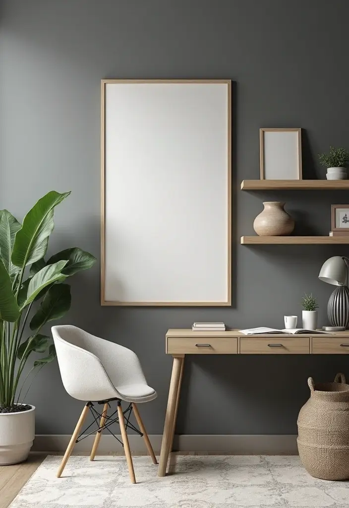 30 Gray Office Ideas That Are Anything but Boring - 20. Gray Accent Walls