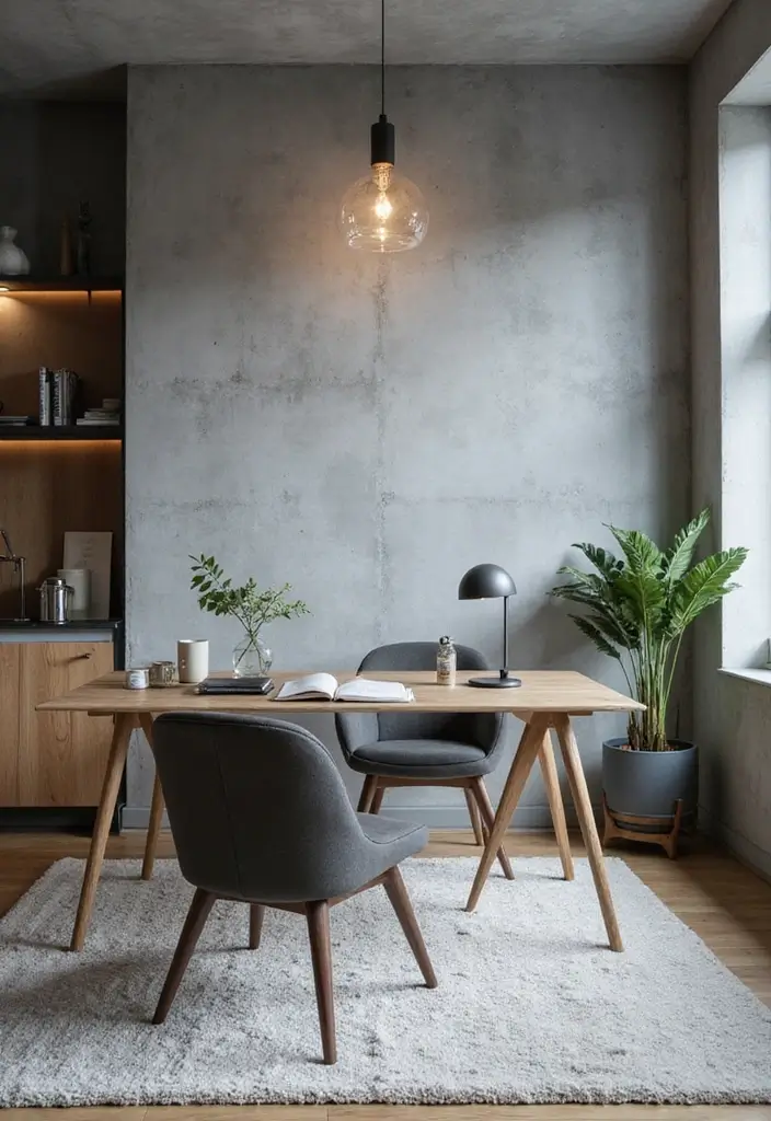 30 Gray Office Ideas That Are Anything but Boring - 4. Textured Gray Walls