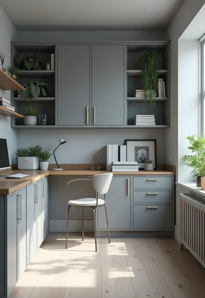30 Gray Office Ideas That Are Anything but Boring - 8. Functional Gray Storage Solutions