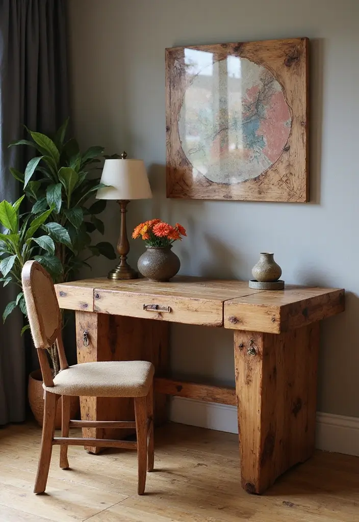 30 Home Office Corner Desk Ideas That Actually Use Dead Space - 14. Artisanal Wood Desks with Character