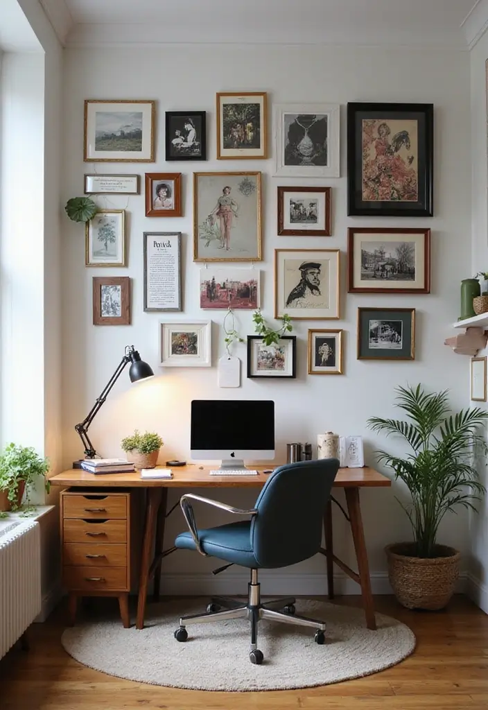 30 Home Office Corner Desk Ideas That Actually Use Dead Space - 18. Personal Gallery Displays