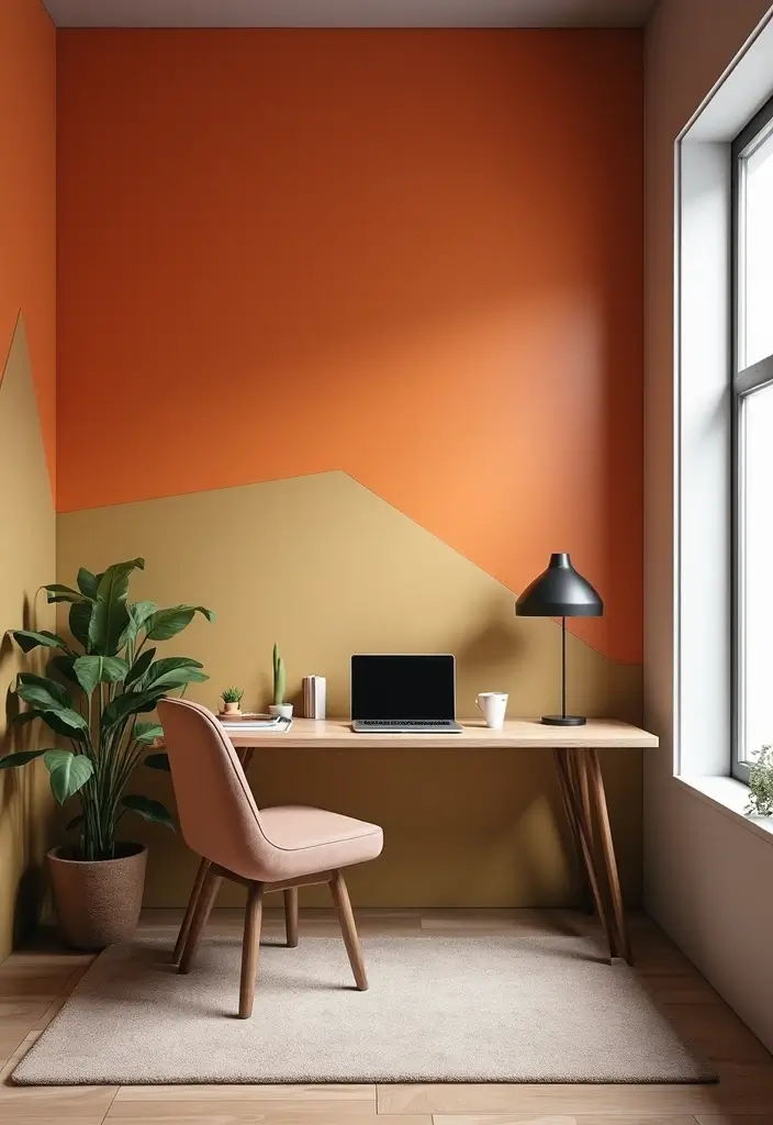 30 Home Office Corner Desk Ideas That Actually Use Dead Space - 9. Use Accent Walls for Depth