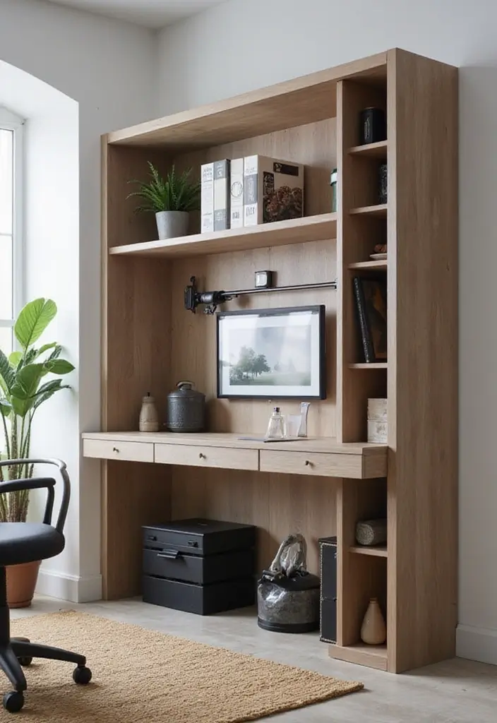 30 Home Office + Gym Combo Ideas That Save Space Like Crazy - 13. Smart Storage Solutions with Hidden Gym Equipment