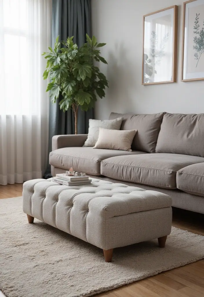 30 Home Office + Gym Combo Ideas That Save Space Like Crazy - 24. Versatile Ottoman that Converts into a Stepper