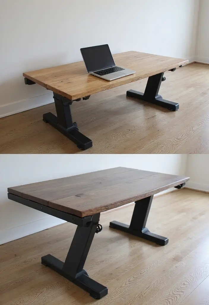 30 Home Office + Gym Combo Ideas That Save Space Like Crazy - 3. Desk with Integrated Weight Bench