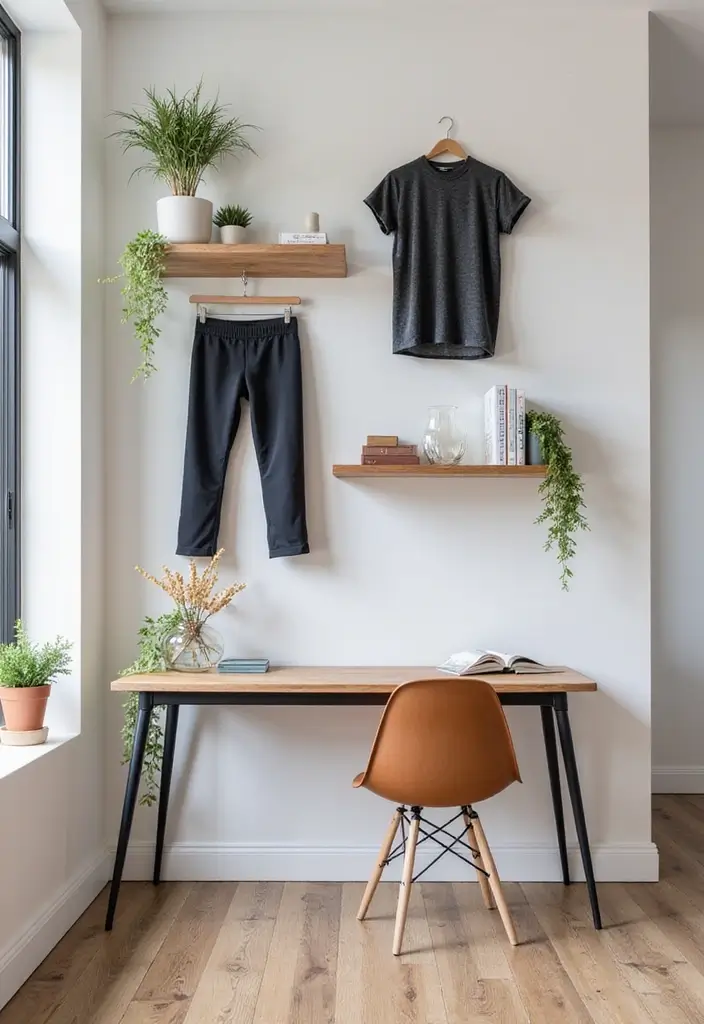 30 Home Office + Gym Combo Ideas That Save Space Like Crazy - 9. Floating Shelves for Gear and Files