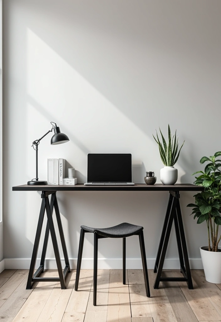 30 Home Office Standing Desk Ideas That Don’t Ruin Your Decor - 12. Minimalist Black Standing Desk