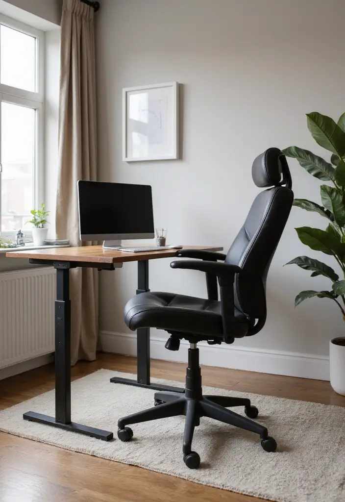 30 Home Office Standing Desk Ideas That Don’t Ruin Your Decor - 13. Ergonomic Standing Desk Chair