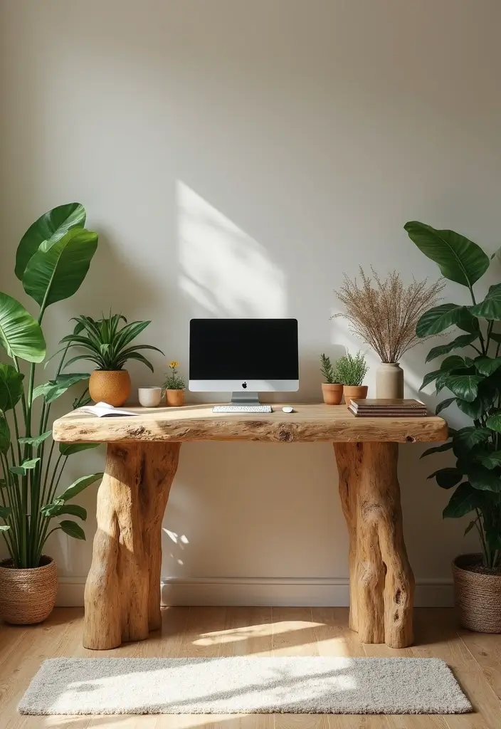 30 Home Office Standing Desk Ideas That Don’t Ruin Your Decor - 14. Nature-Inspired Standing Desk