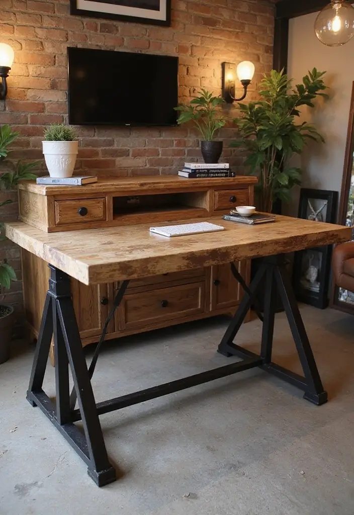 30 Home Office Standing Desk Ideas That Don’t Ruin Your Decor - 2. Industrial Style Standing Desk