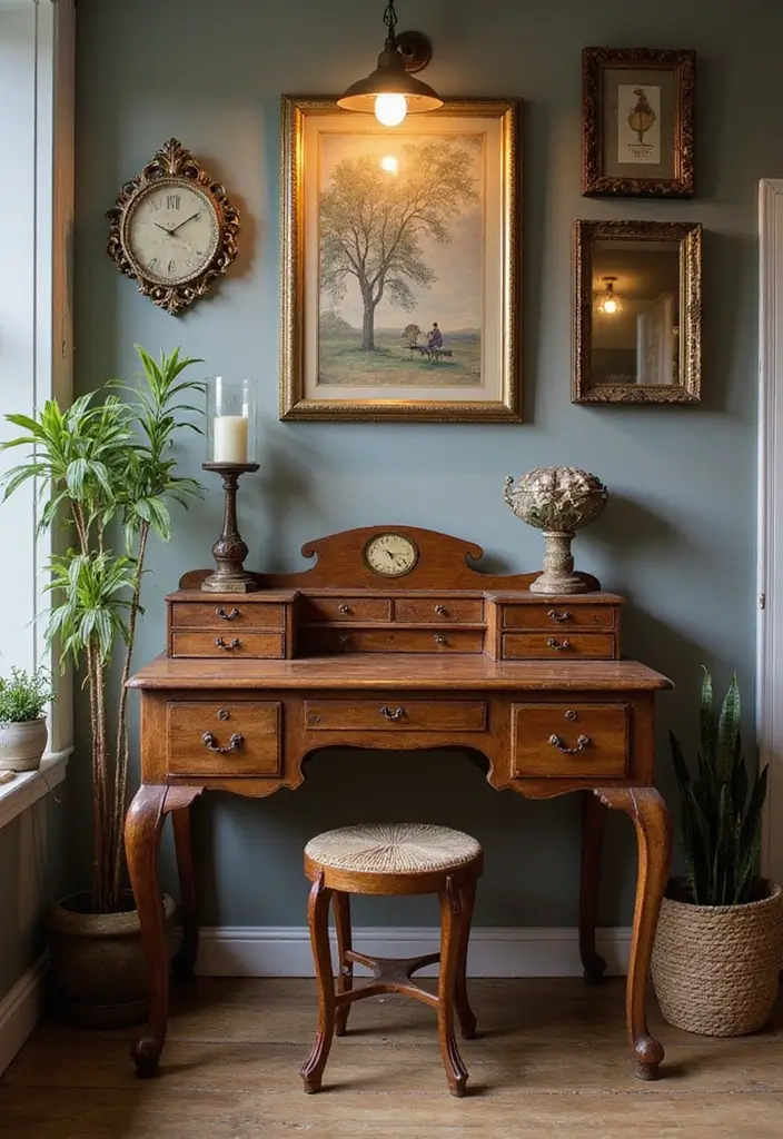 30 Home Office Standing Desk Ideas That Don’t Ruin Your Decor - 5. Vintage-Inspired Standing Desk