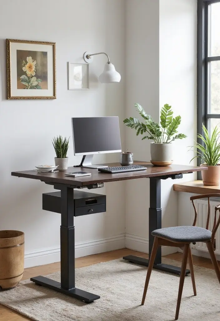 30 Home Office Standing Desk Ideas That Don’t Ruin Your Decor - 8. Adjustable Height Standing Desk