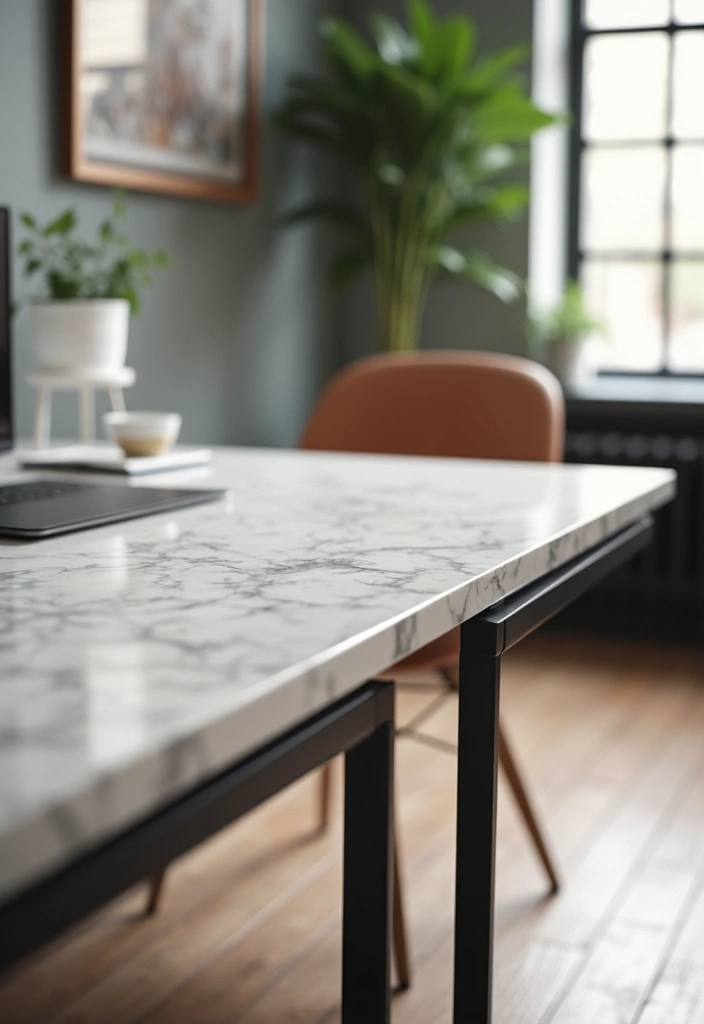 30 IKEA Office Hacks That Look Totally Custom - 17. Faux Marble Top with LINNMON