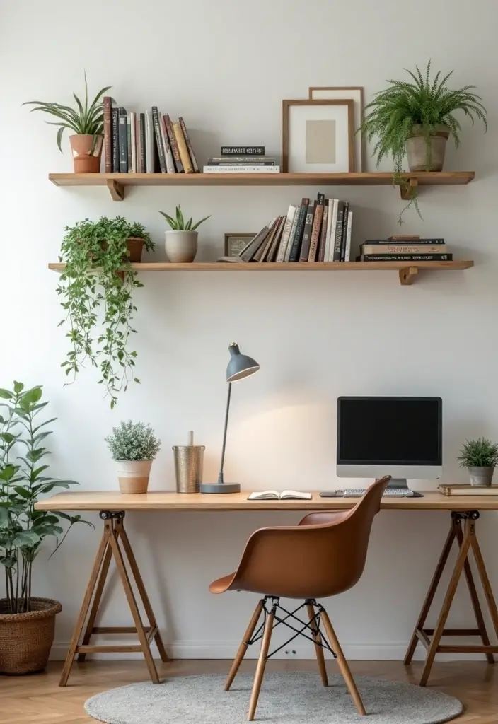 30 IKEA Office Hacks That Look Totally Custom - 3. Floating Shelves for Display and Storage