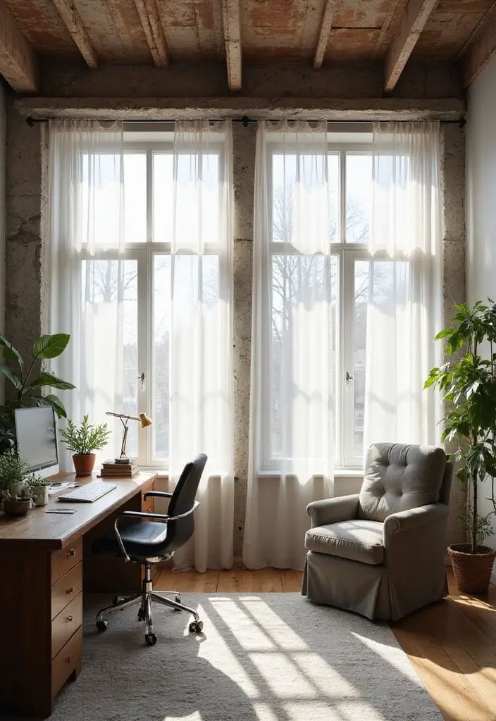 30 Industrial Home Office Ideas with Brick - 21. Creative Use of Windows