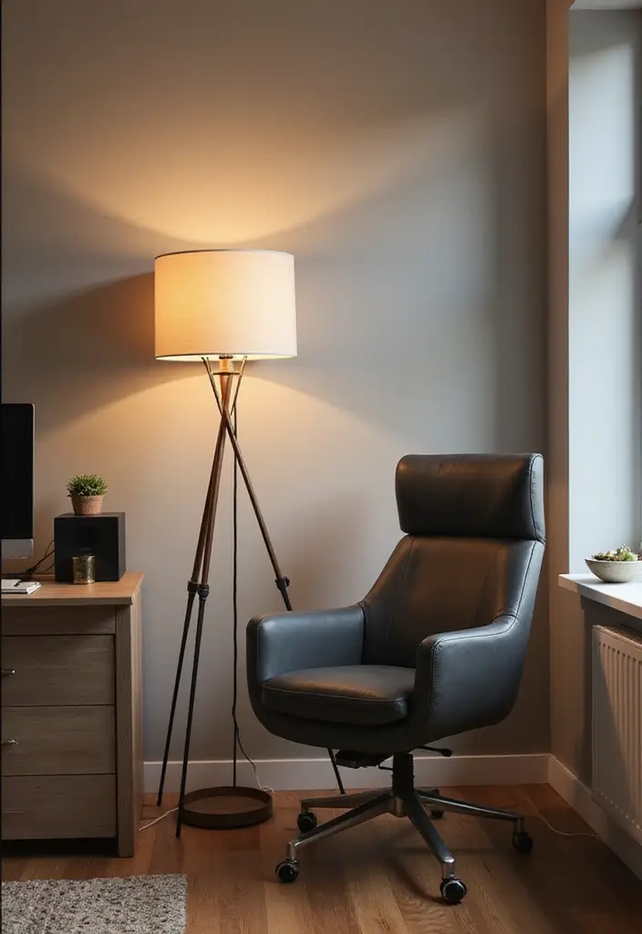 30 Industrial Home Office Ideas with Brick - 29. Industrial Floor Lamps