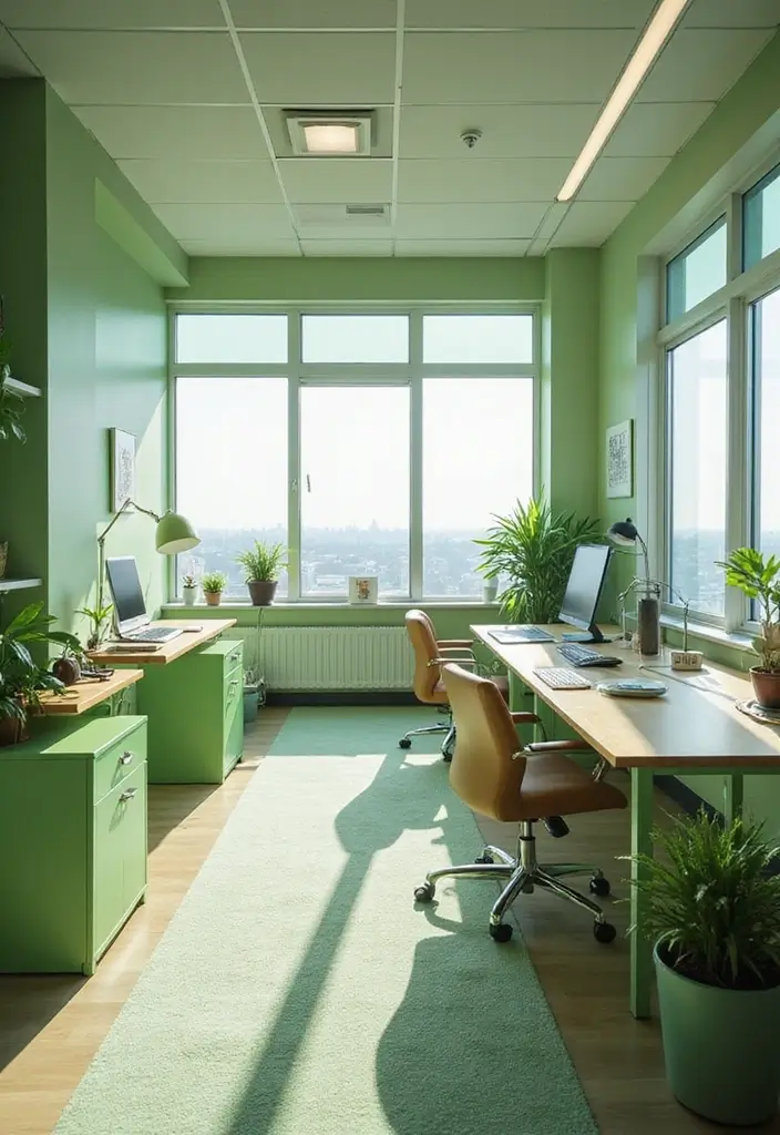 30 Light Green Office Ideas for Peaceful Focused Energy - 16. Focused Energy Zones