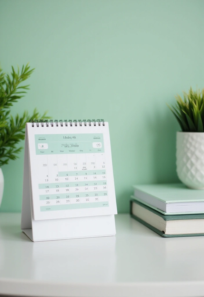 30 Light Green Office Ideas for Peaceful Focused Energy - 17. Green-Themed Calendar