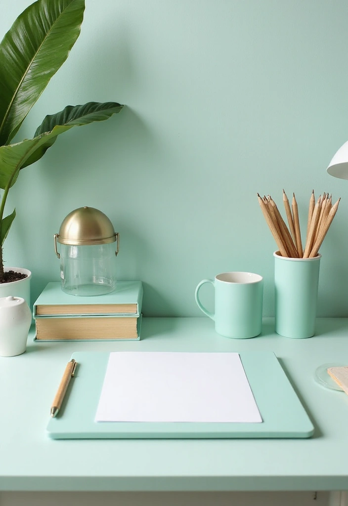 30 Light Green Office Ideas for Peaceful Focused Energy - 23. Light Green Stationery