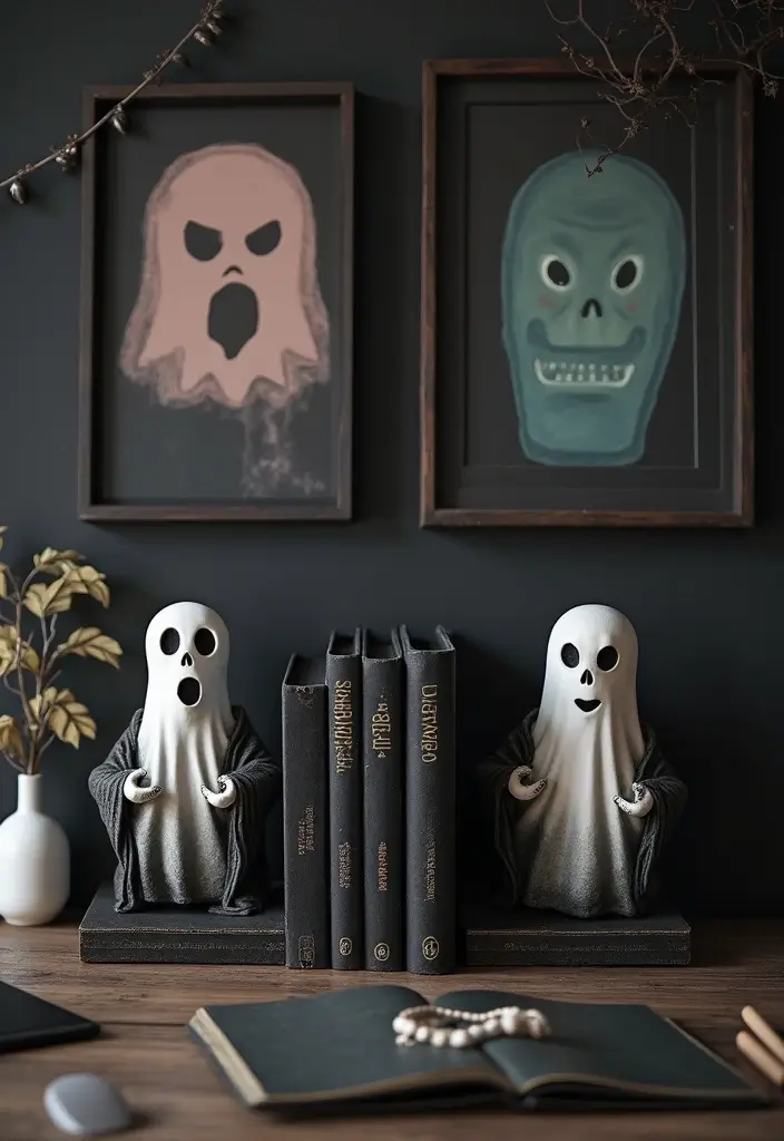30 Moody Home Office Ideas with Dark - 12. Ghostly Accessories