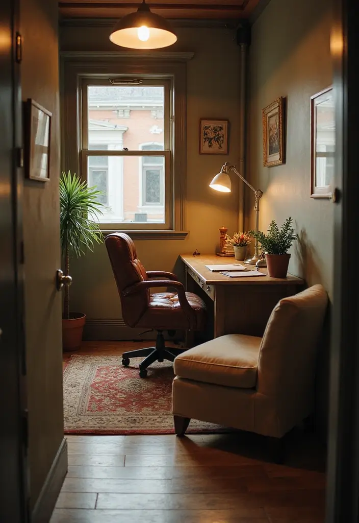 30 Moody Home Office Ideas with Dark - 26. Cozy Work Nook