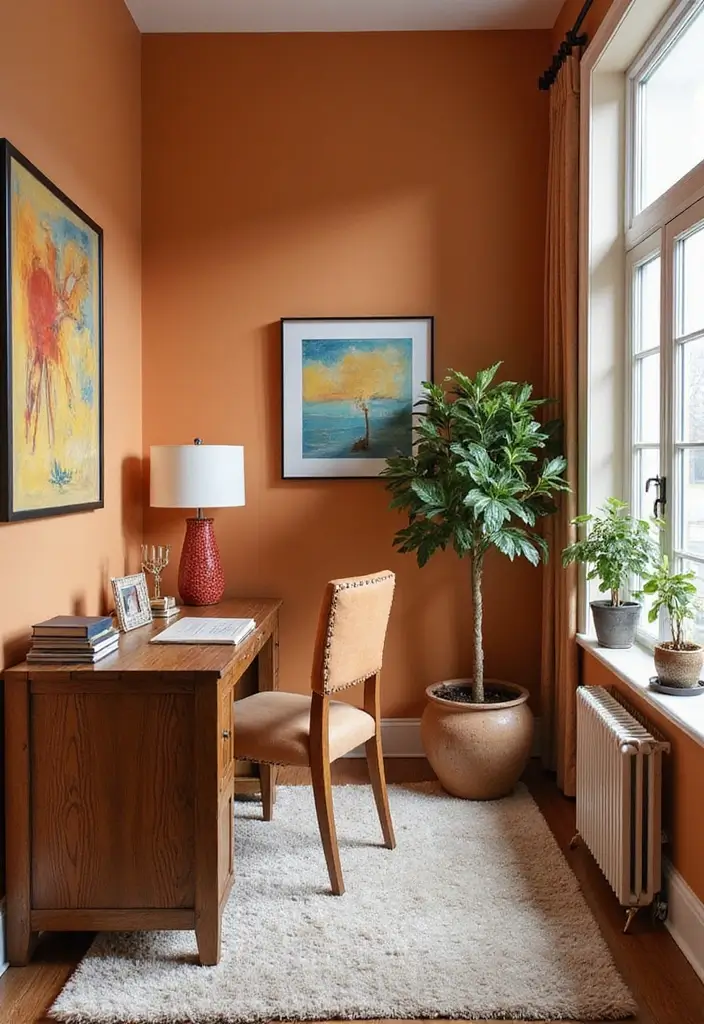 30 Narrow Home Office Layout Ideas for the Smallest Corners - 8. Color Coordination