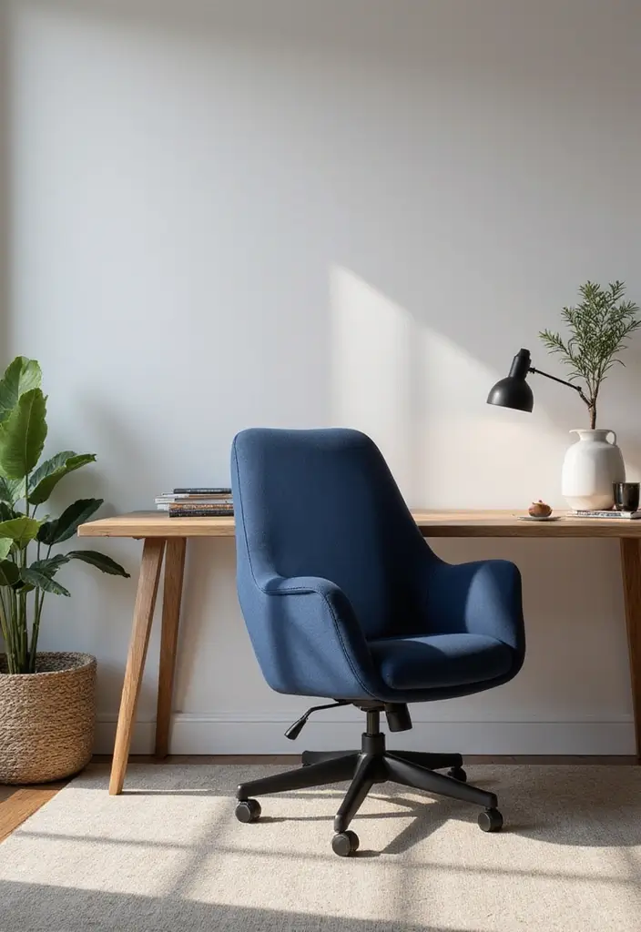 30 Navy Blue Office Ideas That Feel Rich and Powerful - 6. Navy Blue Office Chair