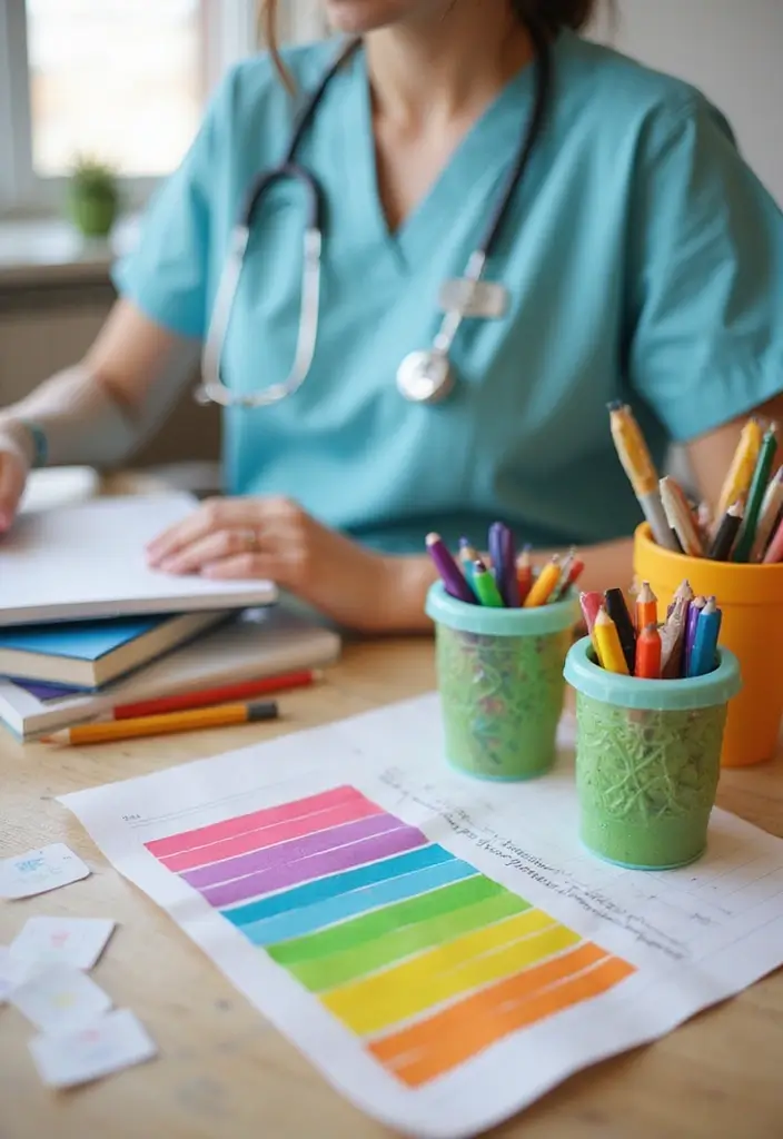 30 Nurse Office Decor Ideas to Keep the Space Calm and Supportive - 19. Colorful Stationery Supplies