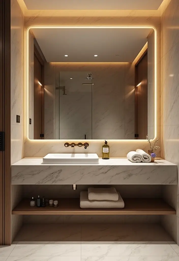 30 Office Bathroom Decor Ideas So It Doesn’t Feel Like… an Office Bathroom - 12. Elegant Mirrors