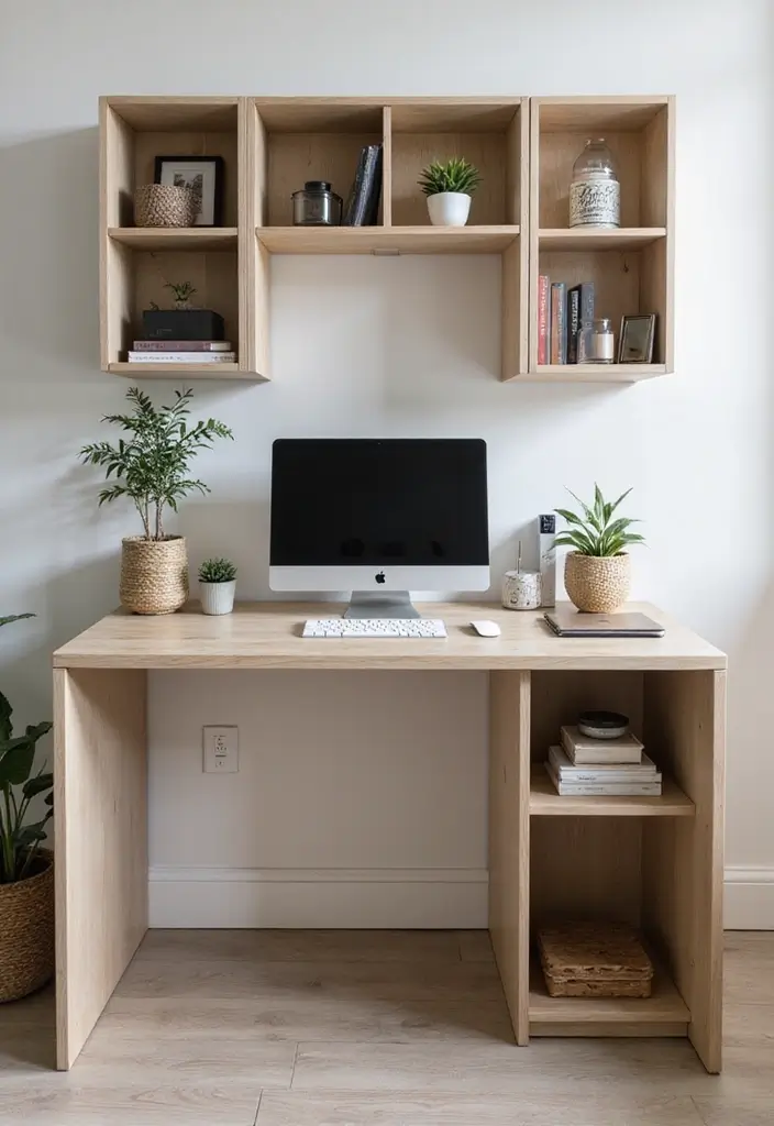 30 Office Cabinet Design Ideas to Hide Every Mess - 12. Desk with Integrated Storage