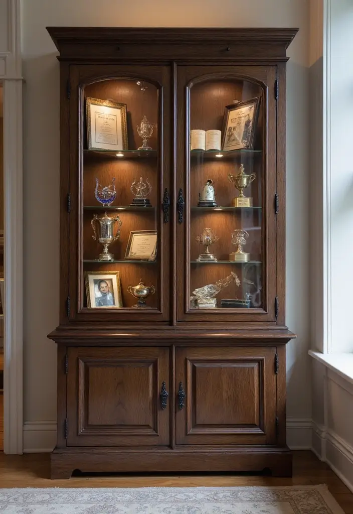 30 Office Cabinet Design Ideas to Hide Every Mess - 18. Elegant Display Cabinets
